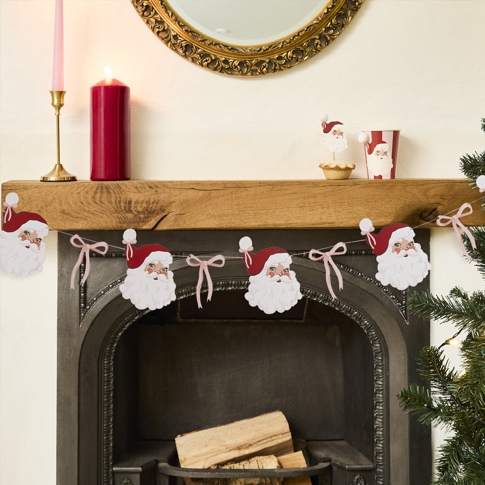 Santa & Bow Christmas Garland Decoration - 2m