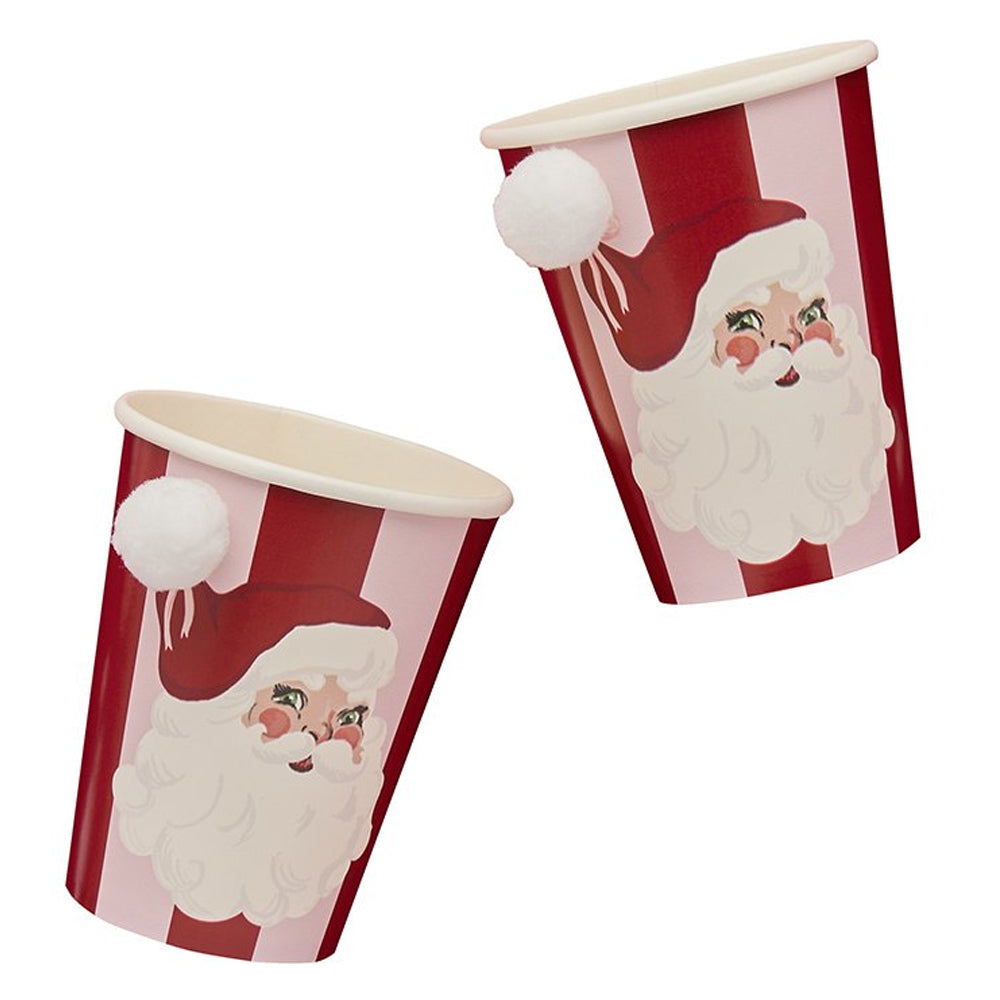 Vintage Pink Santa Paper Cups - Pack of 8
