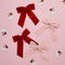 Pink and Red Velvet Bow Clip Decorations - Pack of 6
