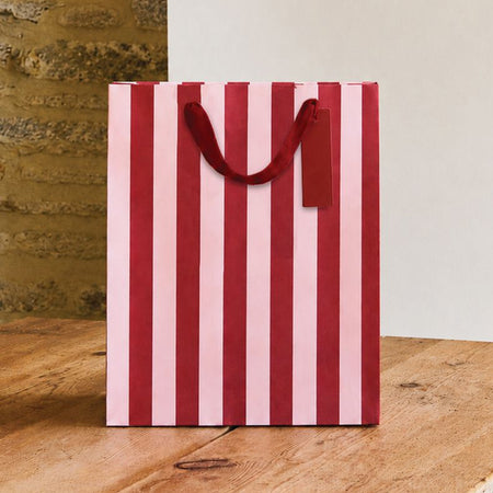 Pink and Red Striped Small Gift Bag