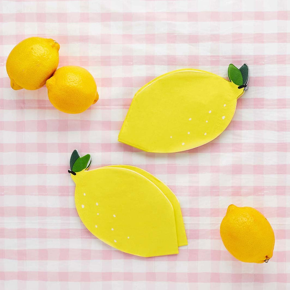 Lemon Shaped Paper Napkins - Pack of 16