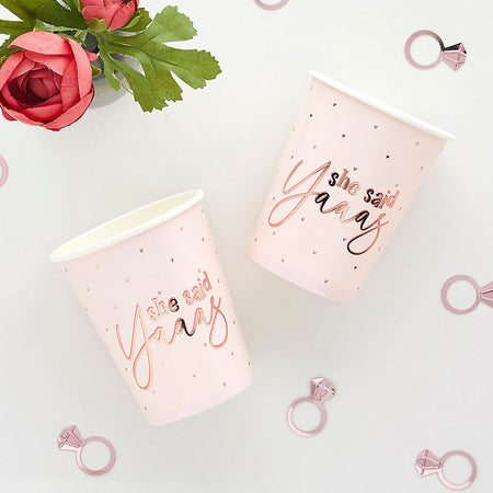 Hen Party She Said Yaaas Rose Gold Paper Cups - Pack of 10
