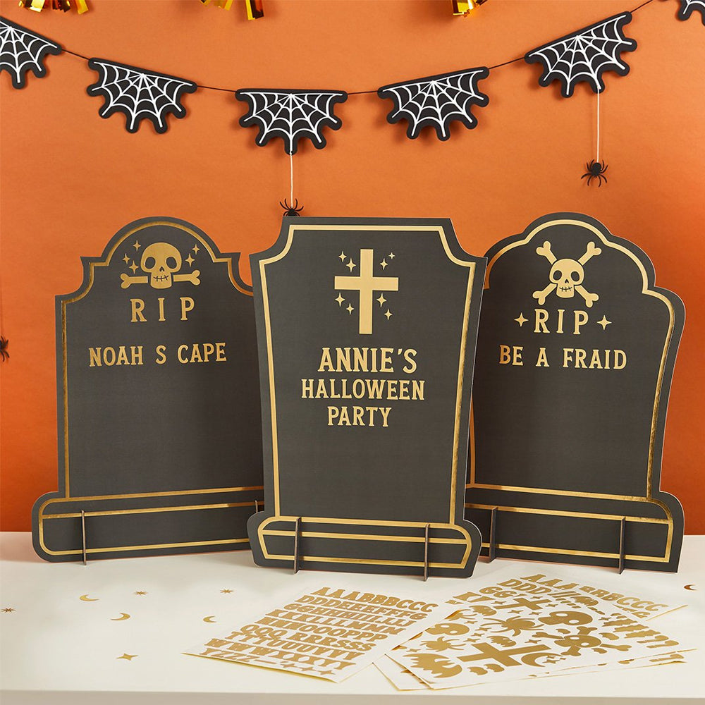 Customisable Gravestone Sign Decorations - 30cm - Pack of 3