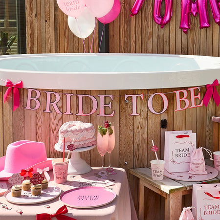 Bride to be Card Banner With Pink Satin Bows - 2m