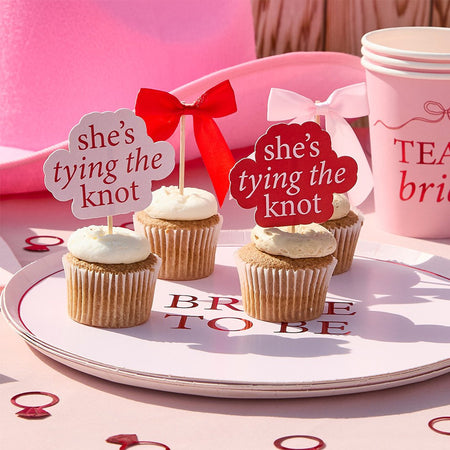 She's Tying The Knot & Satin Bow Food Picks - Pack of 12