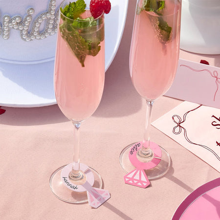 Pink Ring Wine Glass Markers - Pack of 12