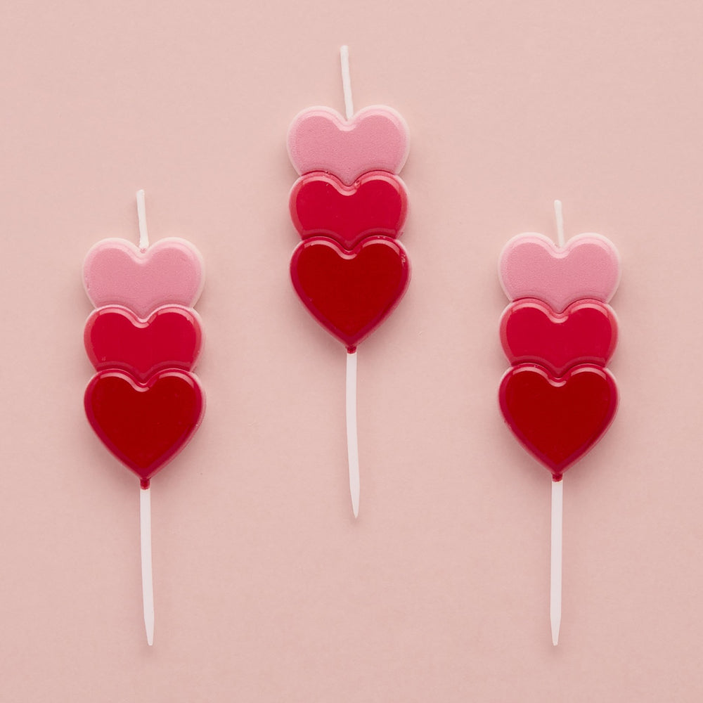 Stacked Hearts Candles - Pack of 5