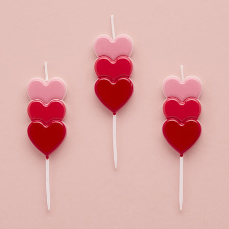 Stacked Hearts Candles - Pack of 5