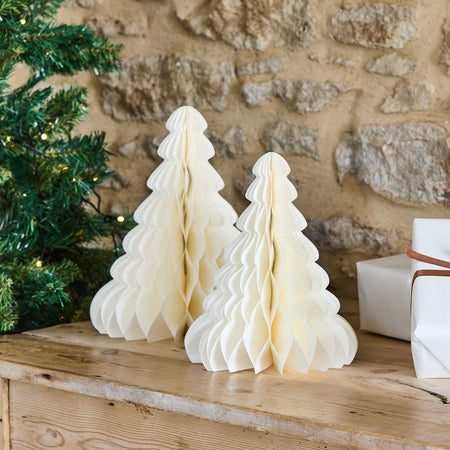 White Honeycomb Christmas Trees - Pack of 2