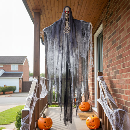 Posable Caped Skeleton Hanging Decoration - Lights Up - 1.22m