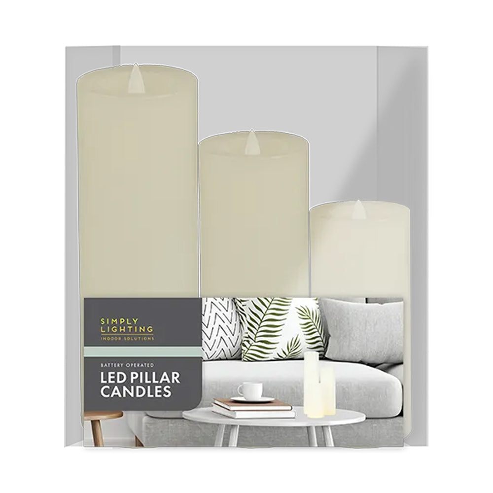 LED Pillar Candles - Pack of 3