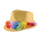 Straw Trilby Hat with Flower Band