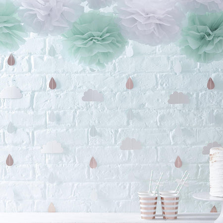 Rose Gold & Clouds Baby Shower String Decoration - Pack Of 6