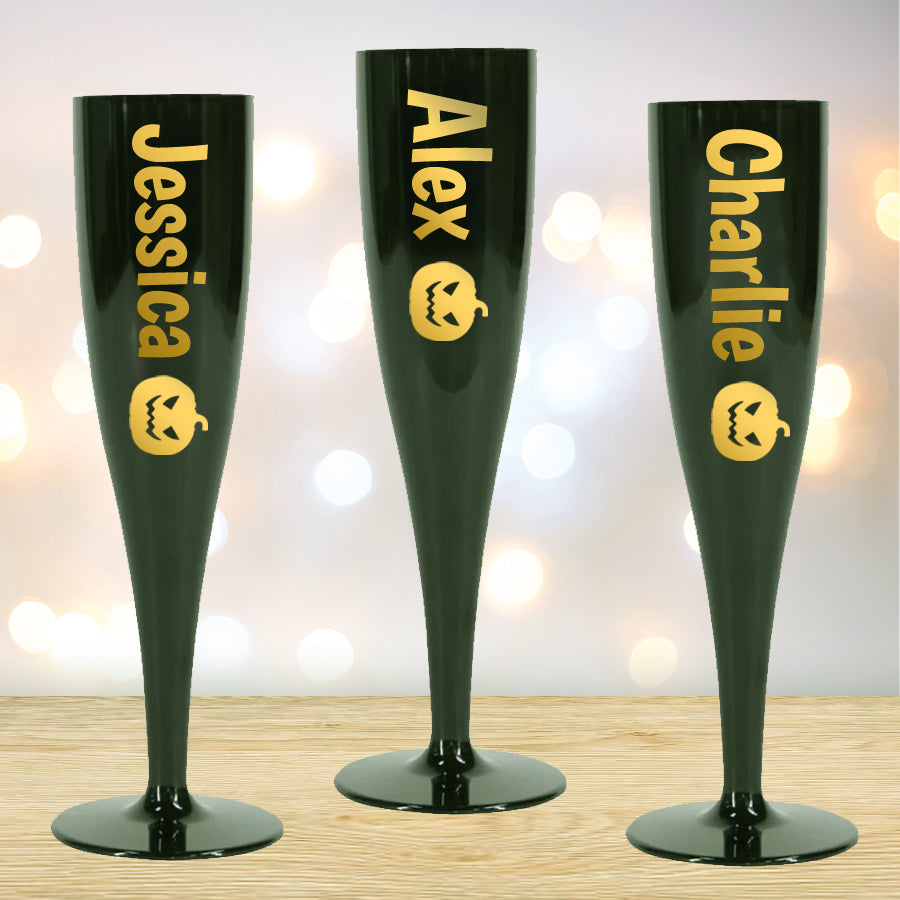 Halloween Pumpkin Personalised Champagne & Prosecco Flute Glass - 175ml - Each