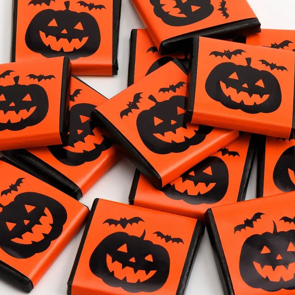 Halloween Pumpkin Foil Neapolitan Square Chocolates - 5g - Each