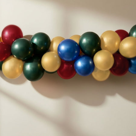 Green, Blue, Gold and Burgundy Balloon Arch DIY Kit - 2.5m