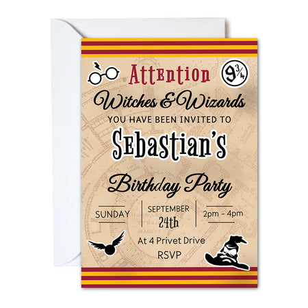 Wizard Personalised Invitations - Pack of 16