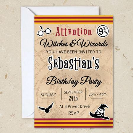 Wizard Personalised Invitations - Pack of 16