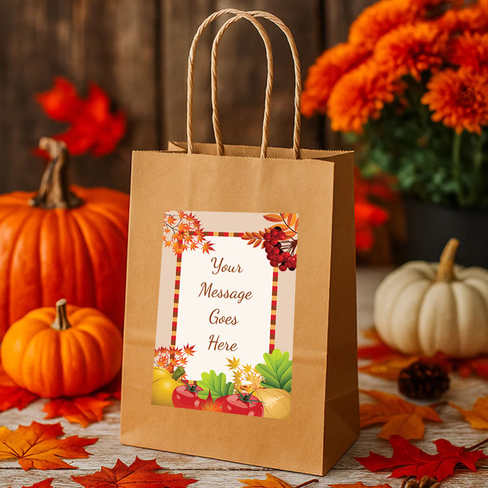 Autumn Harvest Personalised Paper Party Bags - Pack of 12