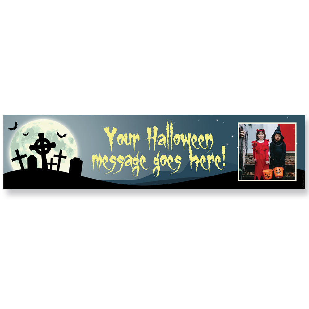 Haunted Graveyard Halloween Personalised Photo Banner - 1.2m