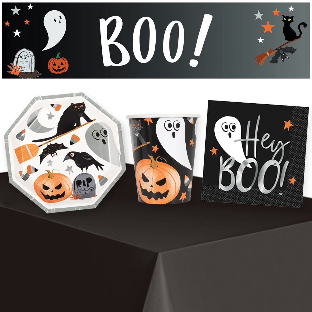 Boo! Halloween Tableware Pack for 8 With FREE Banner!