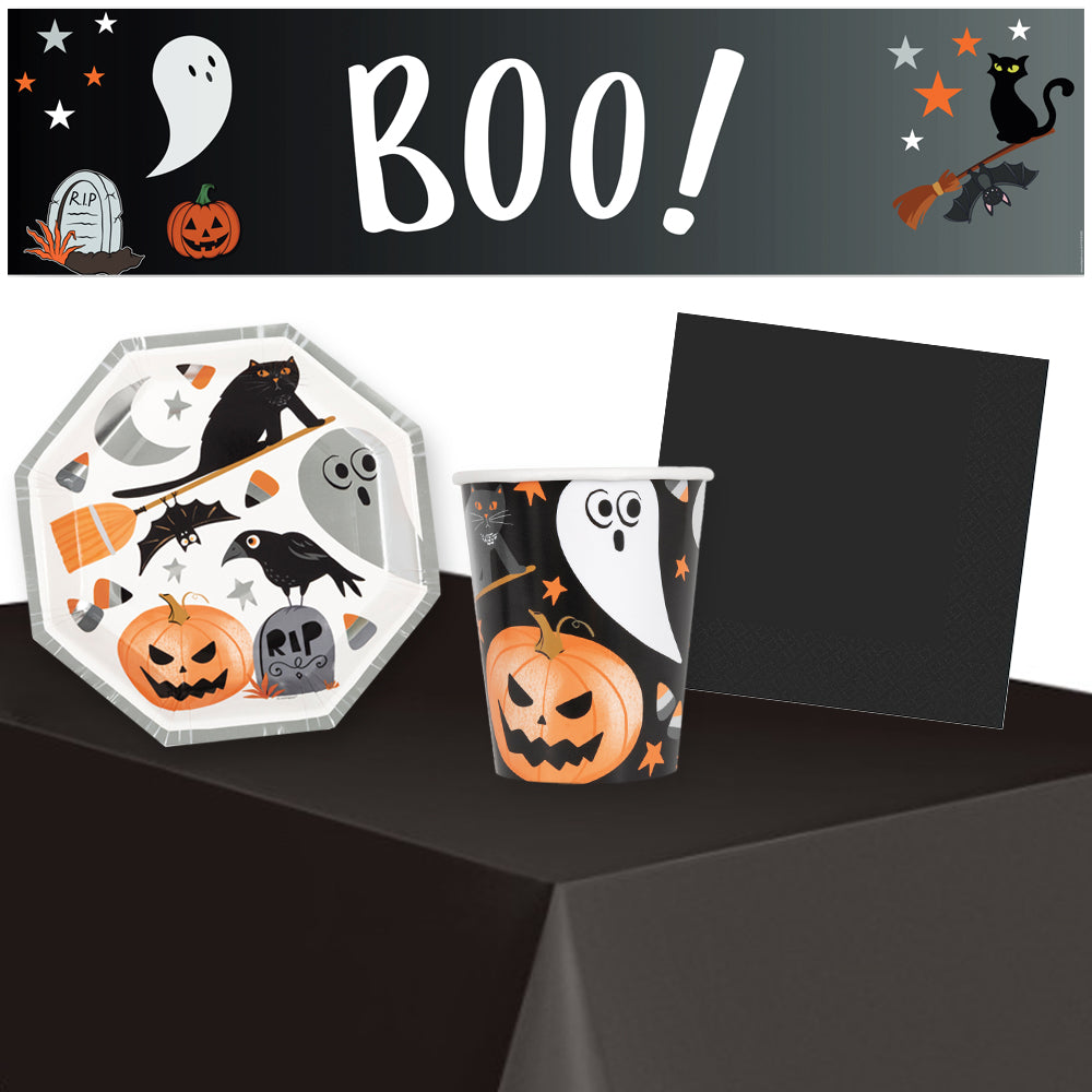 Boo! Halloween Tableware Pack for 8 With FREE Banner!