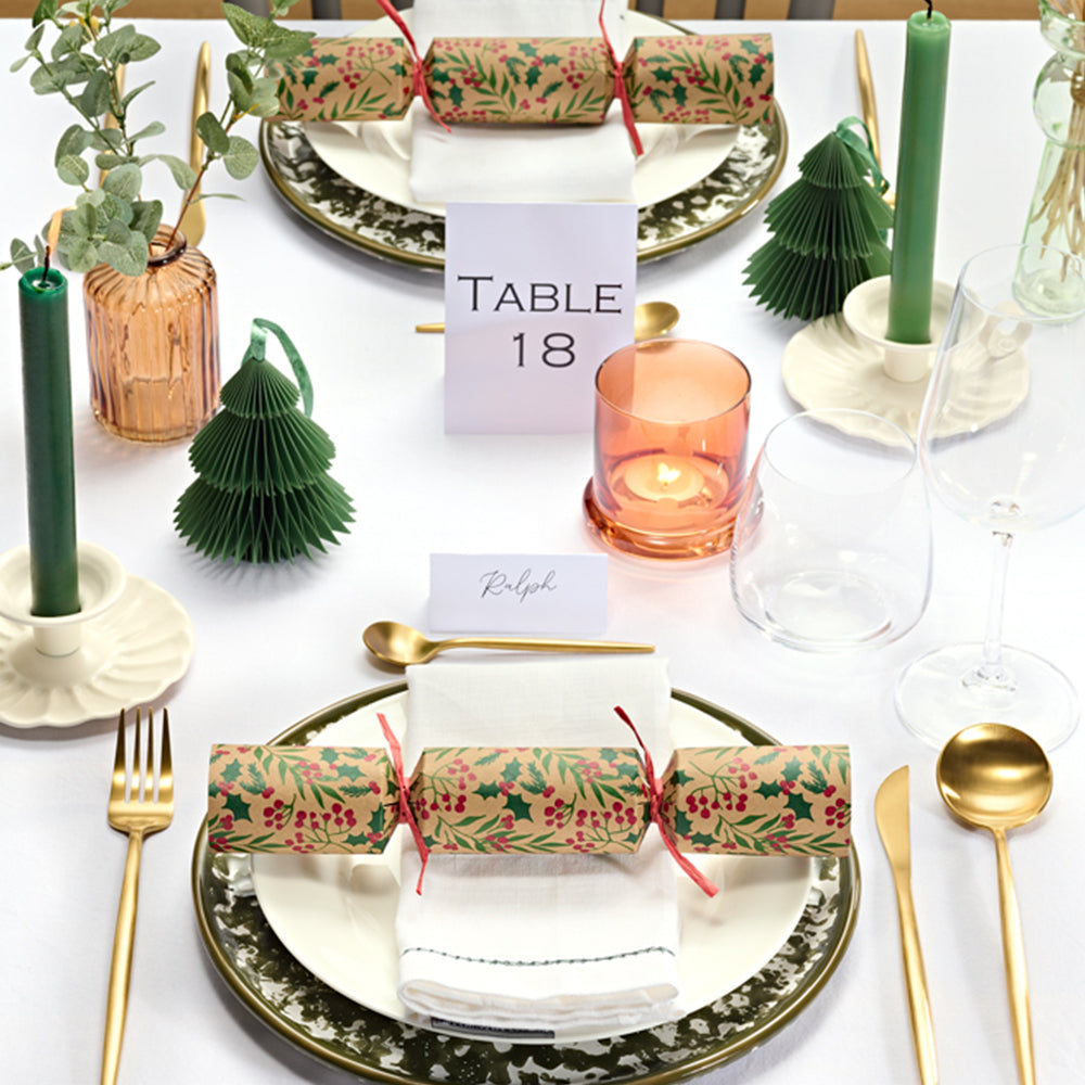 Christmas Crackers Eco-Friendly Holly Kraft - 10" - Bulk Pack