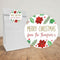 Holly & Poinsettia Christmas Paper Party Bags with Personalised Round Stickers - Pack of 12