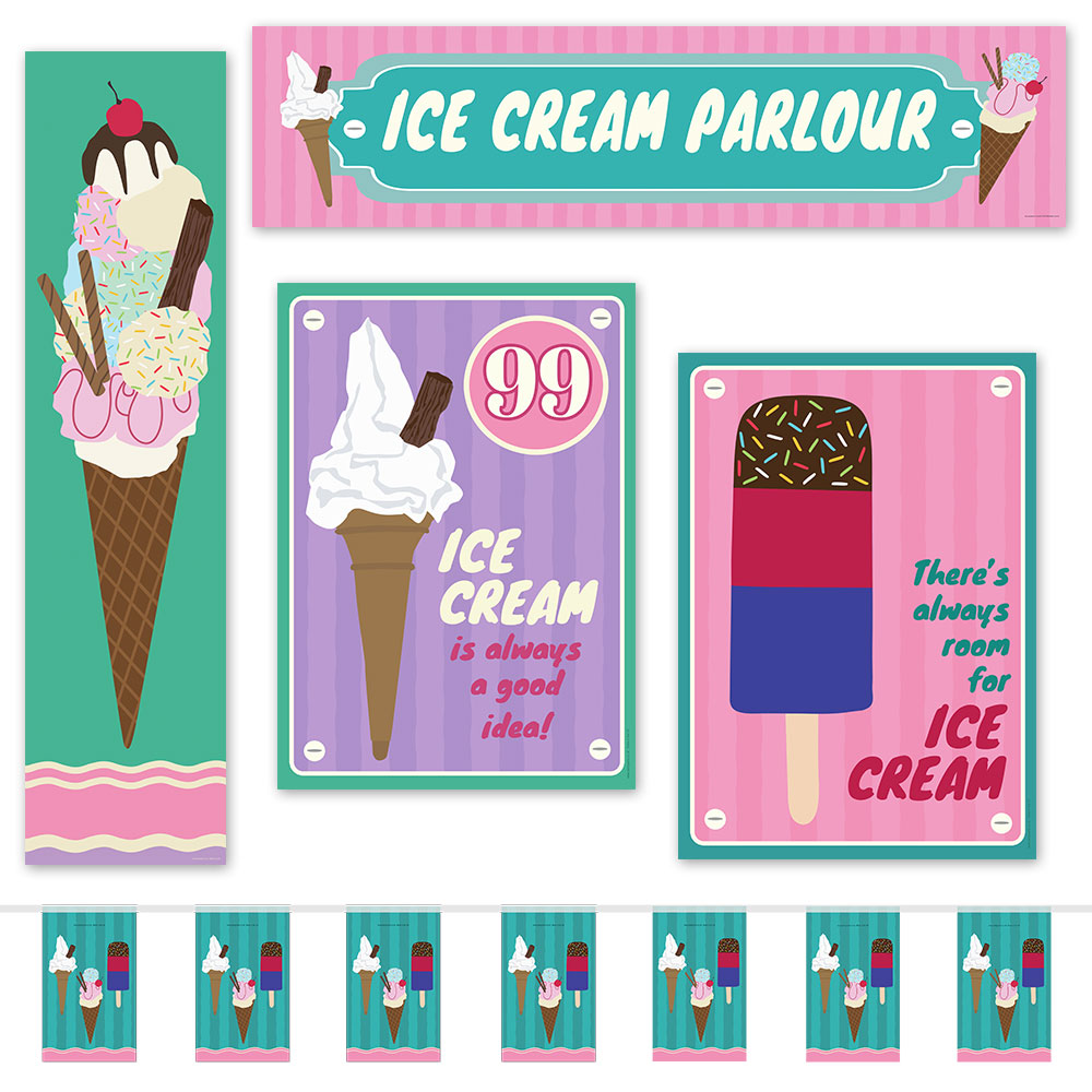 Ice Cream Parlour Paper Decoration Pack