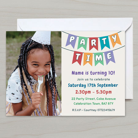 Personalised Photo Party Time Invite - Pack of 16