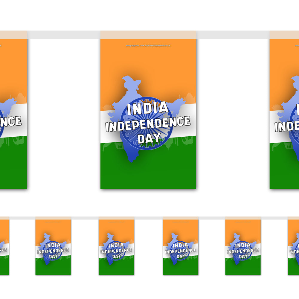 India Independence Day Paper Flag Interior Bunting - 2.4m