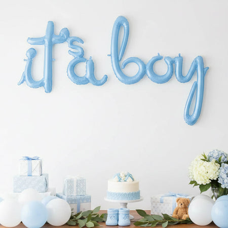It's A Boy Baby Blue Phrase Balloon - 1.4m