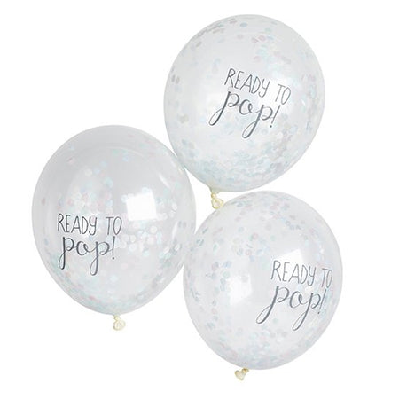 Baby Shower Ready To Pop Latex Confetti Balloons - 12