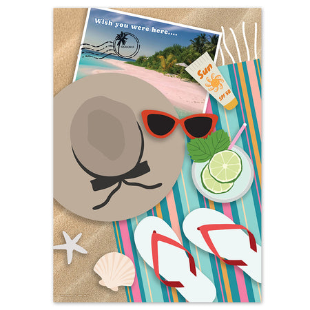 Jet Set Holiday Beach Towel Scene Poster - A3