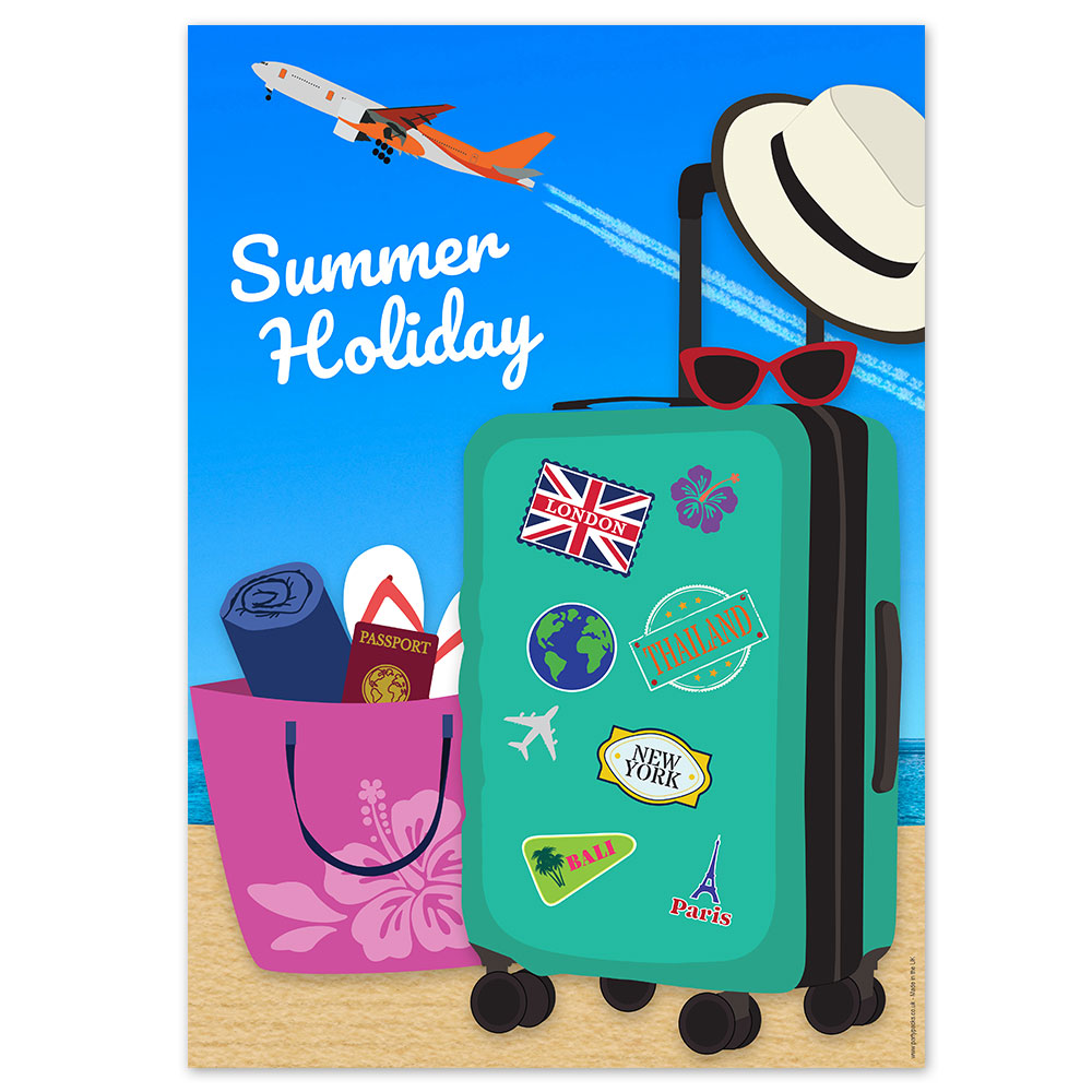 Jet Set Holiday Luggage Scene Poster - A3