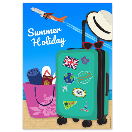 Jet Set Holiday Luggage Scene Poster - A3