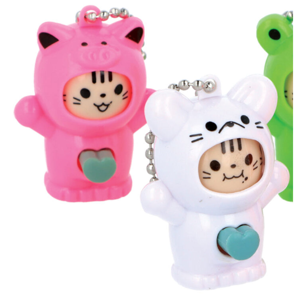 Cute Animal Keychains with Changing Faces - Assorted Designs - 4.3cm - Each
