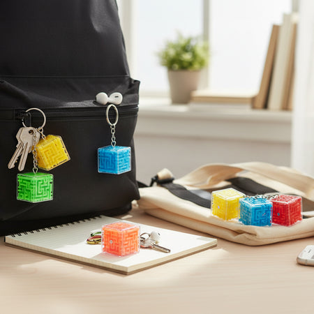 3D Puzzle Cube Keyrings - 6 Assorted - 2.8cm - Each