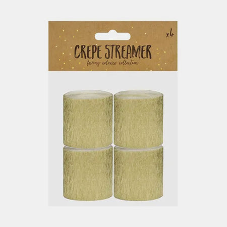 Gold Crepe Streamers - 10m - Pack of 4