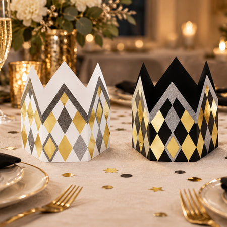 New Year Paper Party Crowns - 11cm - Pack of 2 Assorted Designs