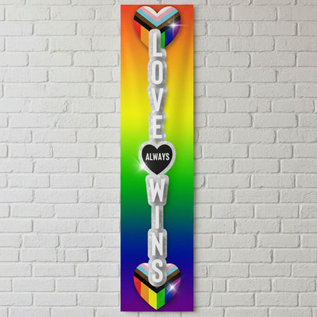 Glitter Pride 'Love Always Wins' Portrait Banner - 120cm x 30cm