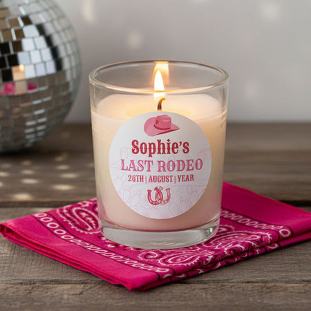 Last Rodeo Personalised Unscented Candle In Glass Holder - 6.5cm