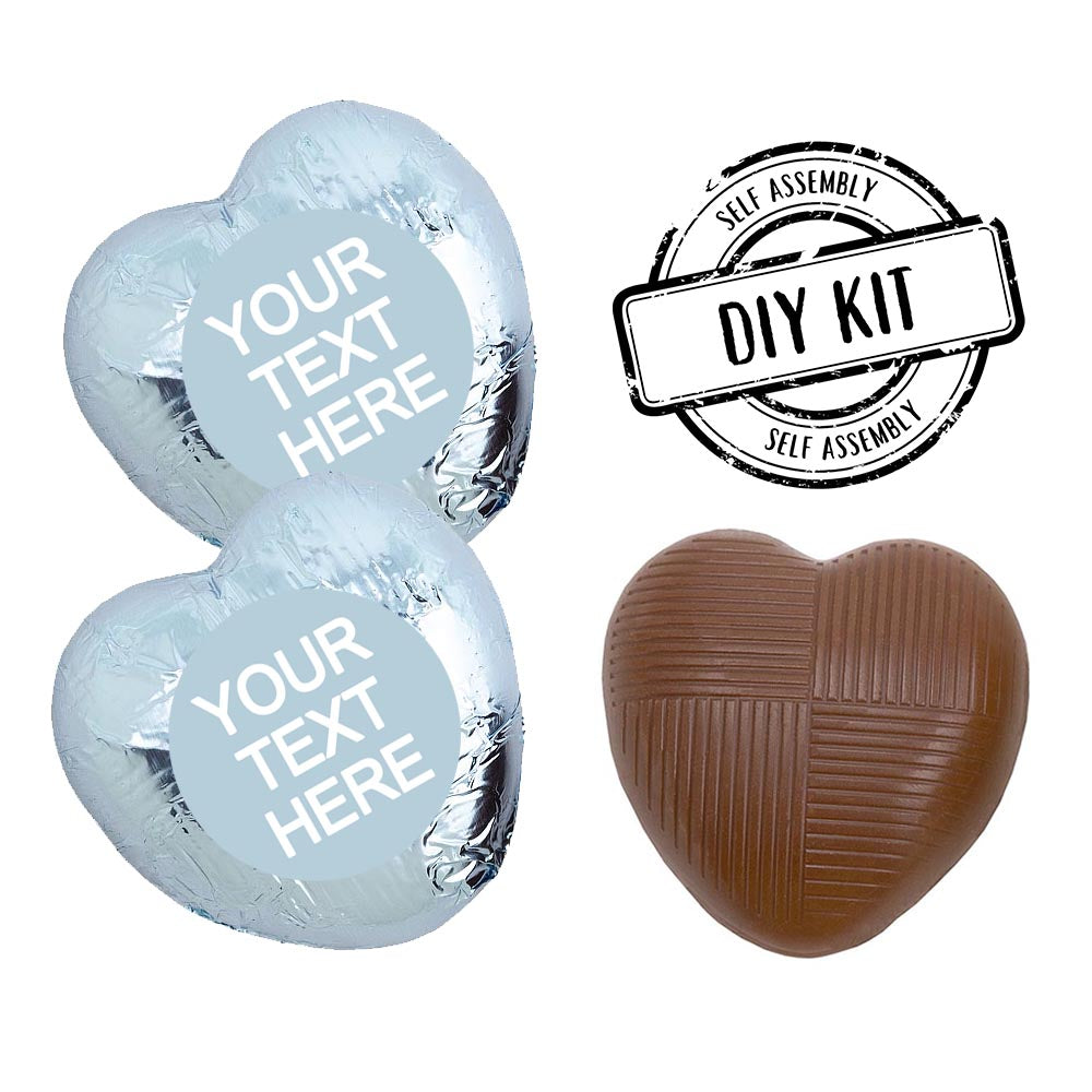 Personalised Heart Chocolates Kit- Light Blue - Pack of 24