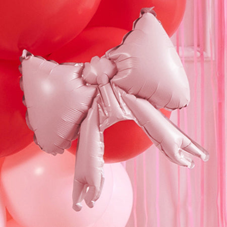 Small Pink Bow Foil Balloons - 10