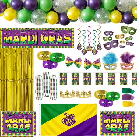 Mardi Gras Large Decoration and Novelty Party Pack