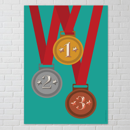 Gold, Silver and Bronze Medal Poster - A3