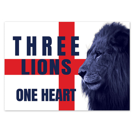 Three Lions One Heart England Football Poster - A3