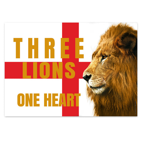 Three Lions One Heart England Football Poster - A3