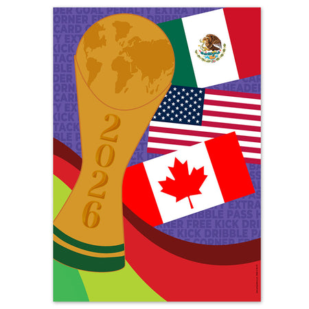 Football 2026 Trophy and Flags Poster - A3