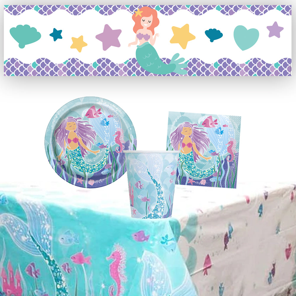 Mermaid Tableware Pack for 8 with FREE Banner! | Party Packs